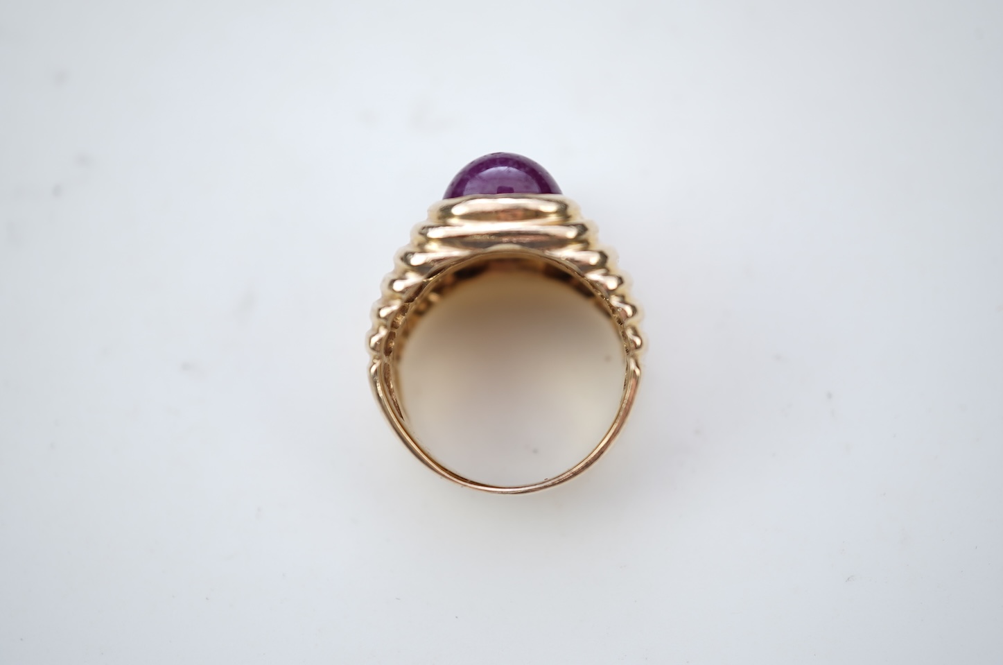 A sapphire and ruby ring